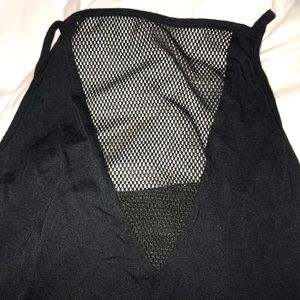 V-neck fishnet crop top